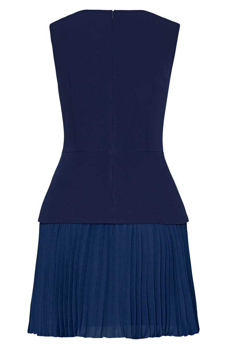 Milly Haddy Pleated Minidress, Alternate, color, Navy