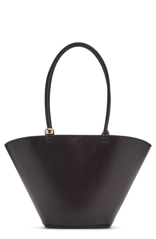 Mango Faux Leather Shopper Bag In Dark Chocolate