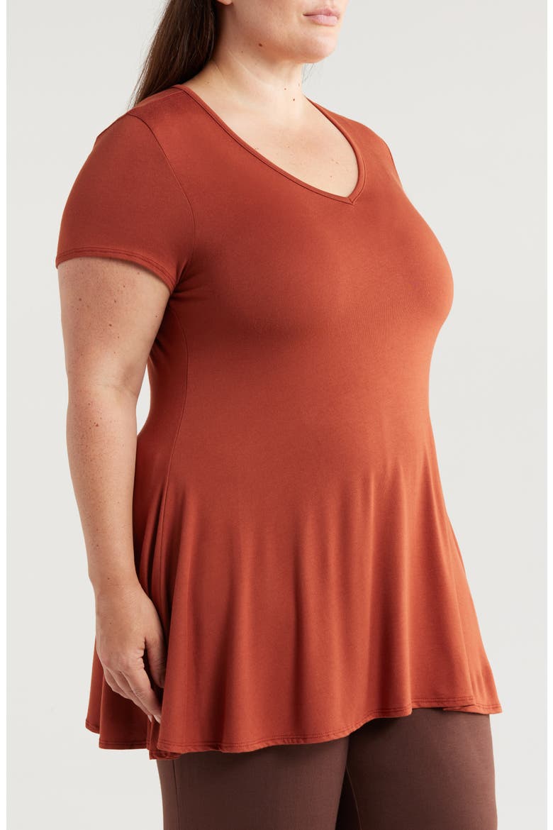 V-Neck Jersey Swing Top, Alternate, color, BROWN