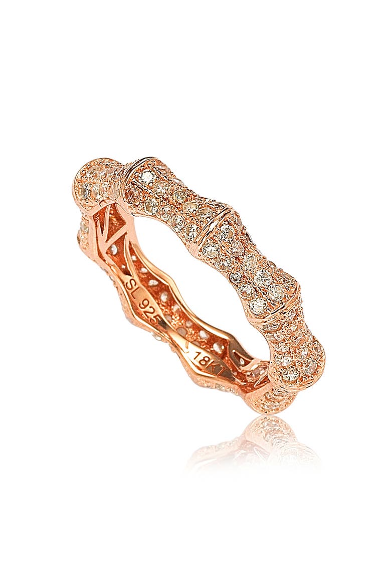 Pavé Cubic Zirconia Bamboo Eternity Ring, Alternate, color, PINK