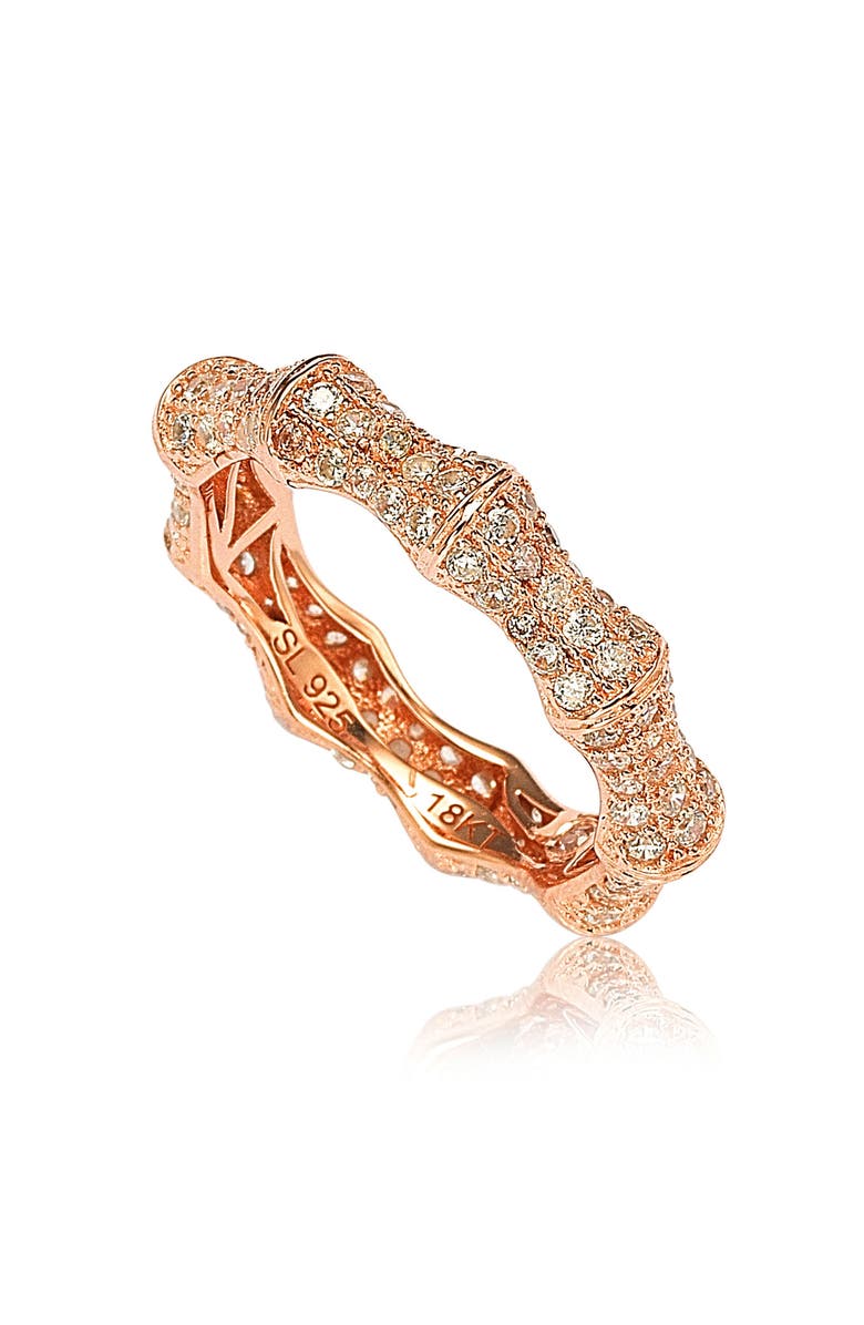 SUZY LEVIAN Pavé Cubic Zirconia Bamboo Eternity Ring, Alternate, color, Pink