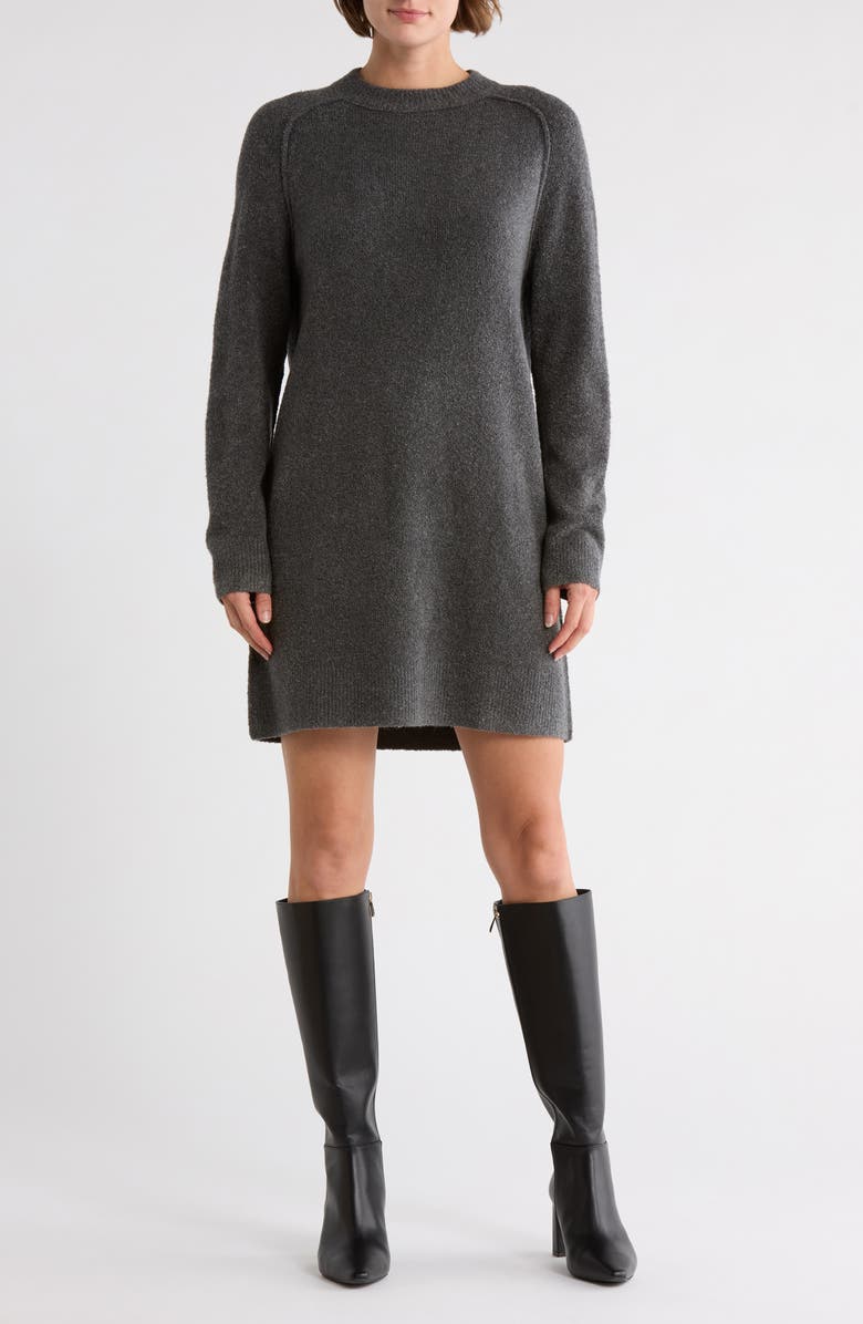 Melrose and Market Raglan Sleeve Sweater Dress, Main, color, Grey Medium Charcoal Heather