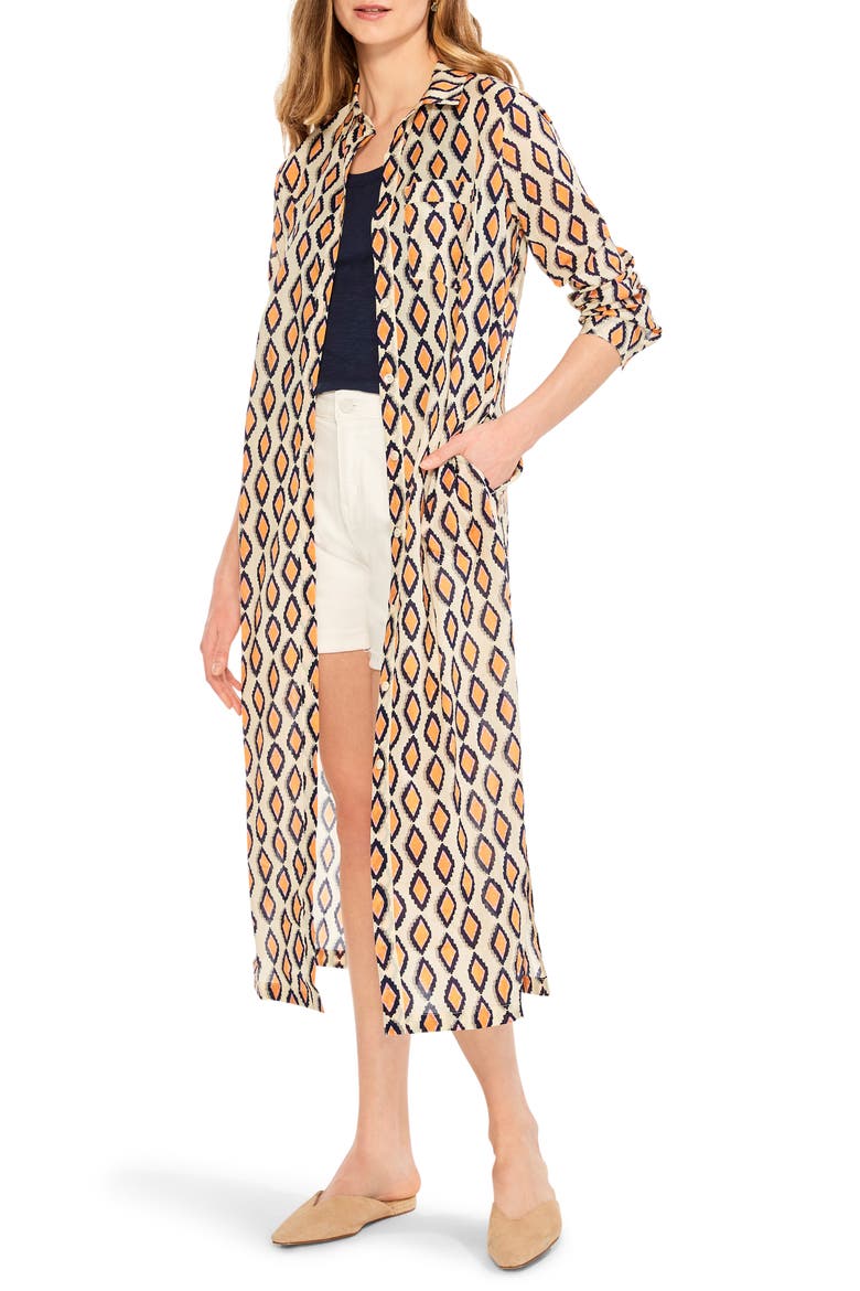 Falling Diamonds Long Sleeve Midi Shirtdress, Alternate, color, ORANGE MULTI