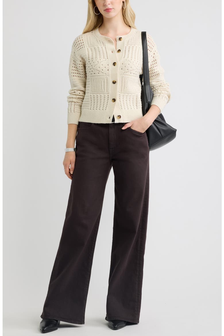 Patchwork Pointelle Cardigan, Alternate, color, IVORY DOVE