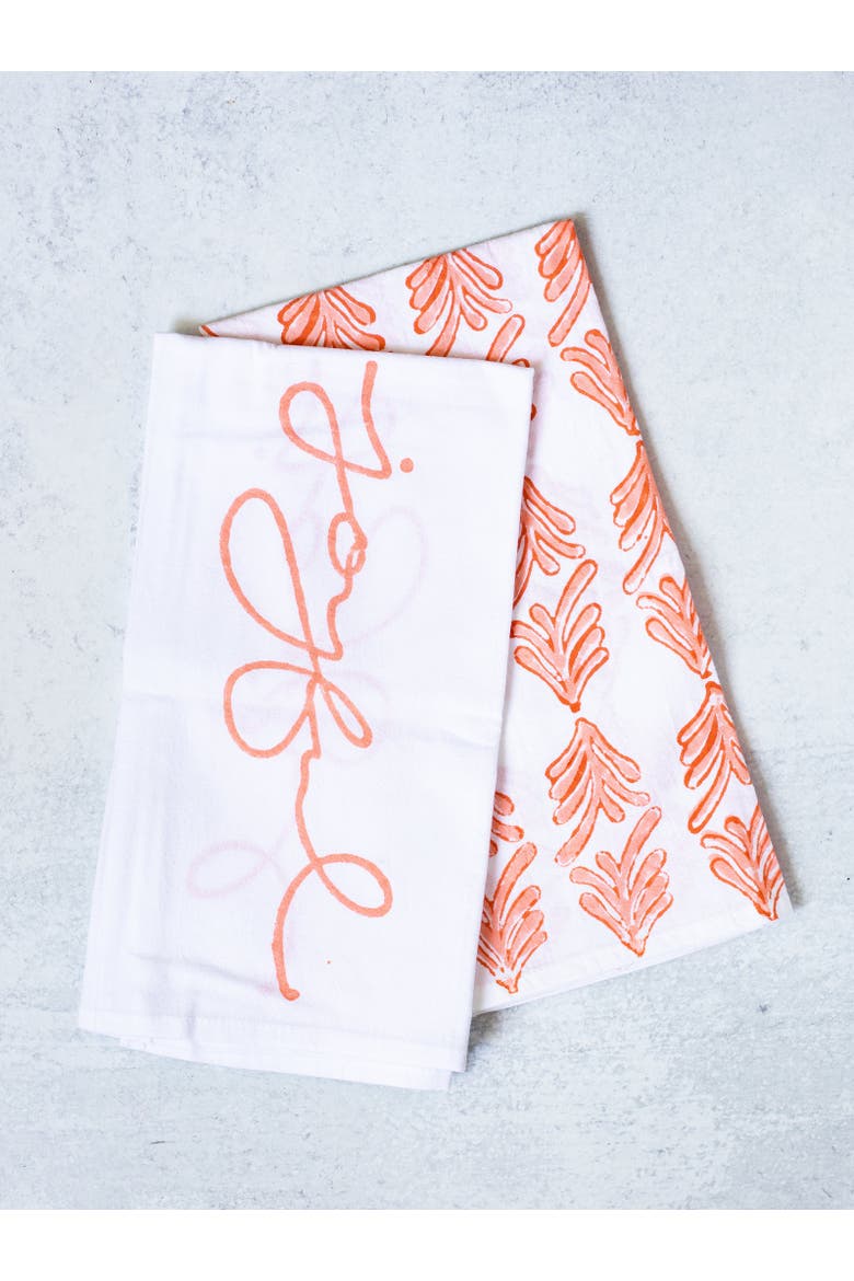Tea Towel Set - Palmetto & Joyful, Alternate, color, Orange