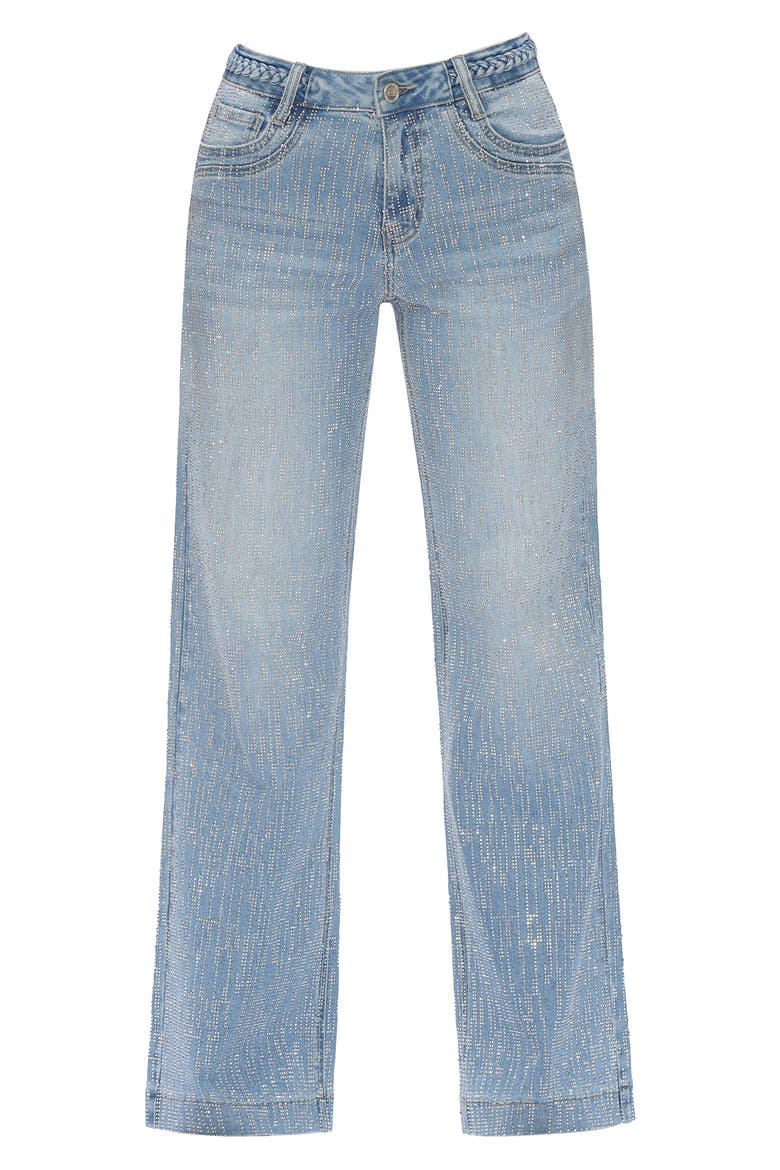 Rhinestone Wide Leg Jeans, Alternate, color, LIGHT BLUE