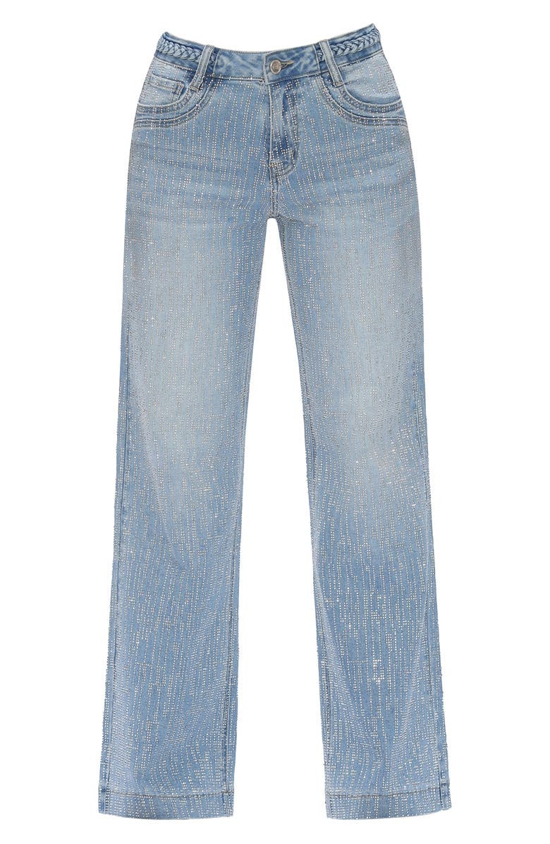 Bayeas Rhinestone Wide Leg Jeans, Alternate, color, Light Blue