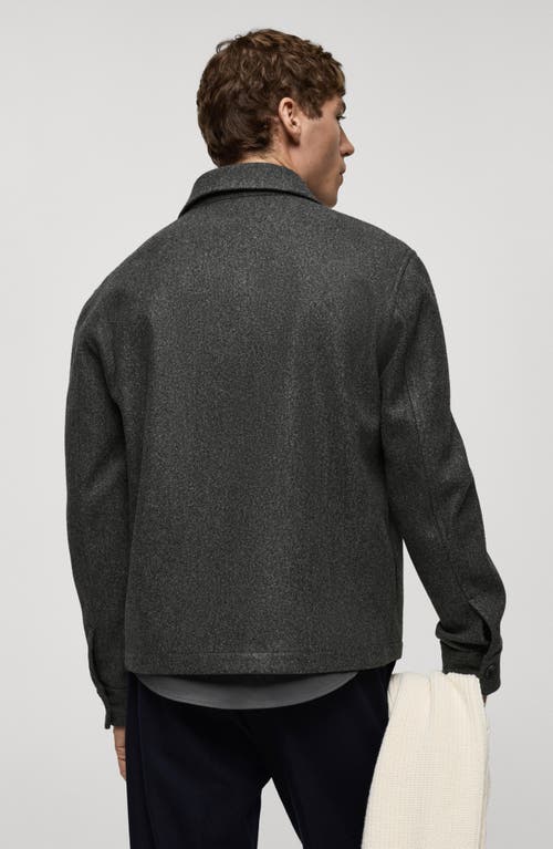 Mango Regular Fit Zip Flannel Jacket In Dark Heather Grey