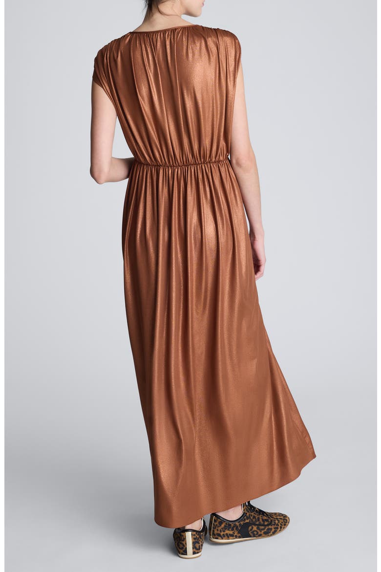 Gathered Metallic Maxi Dress, Alternate, color, BURNT COPPER
