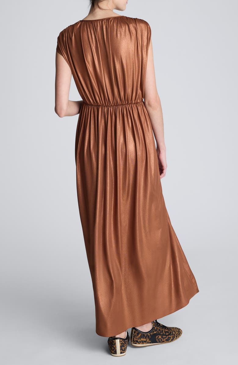 Kenneth Cole Gathered Metallic Maxi Dress, Alternate, color, Burnt Copper