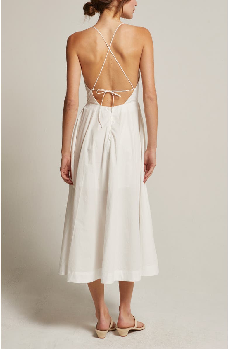 CRESCENT V-neck Poplin Midi Dress, Alternate, color,