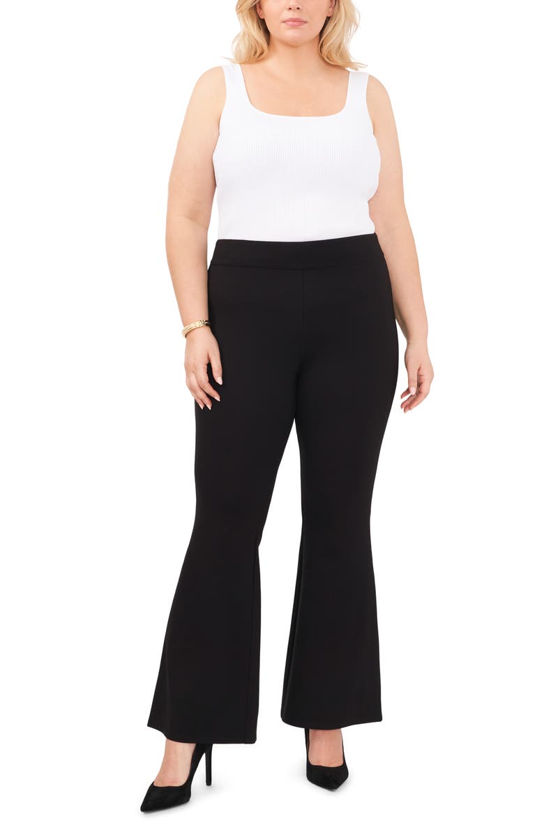 Vince Camuto High Waist Ponte Flare Leg Pants, Alternate, color, Rich Black