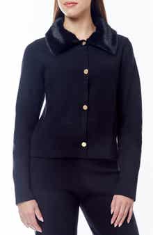 BY DESIGN Isa Faux Fir Trim Cardigan