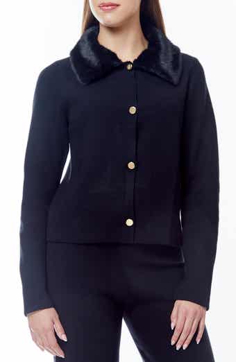 BY DESIGN Isa Faux Fir Trim Cardigan