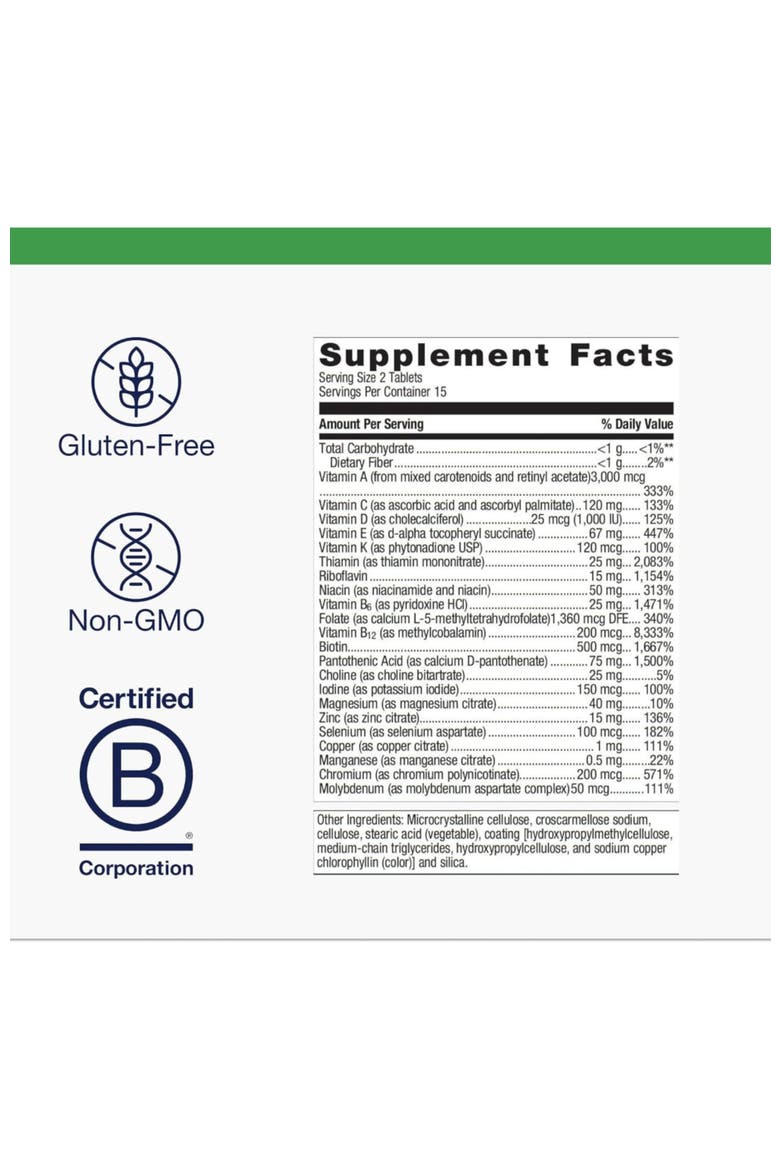 PhytoMulti Comprehensive Daily Multivitamin Supplement 30 Tablets, Alternate, color, None