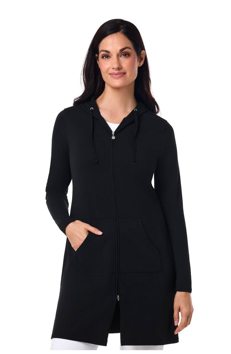 Coolibar Women's Cabana Long Zip-Up Hoodie, UPF 50+ Sun Protection, Main, color, Black