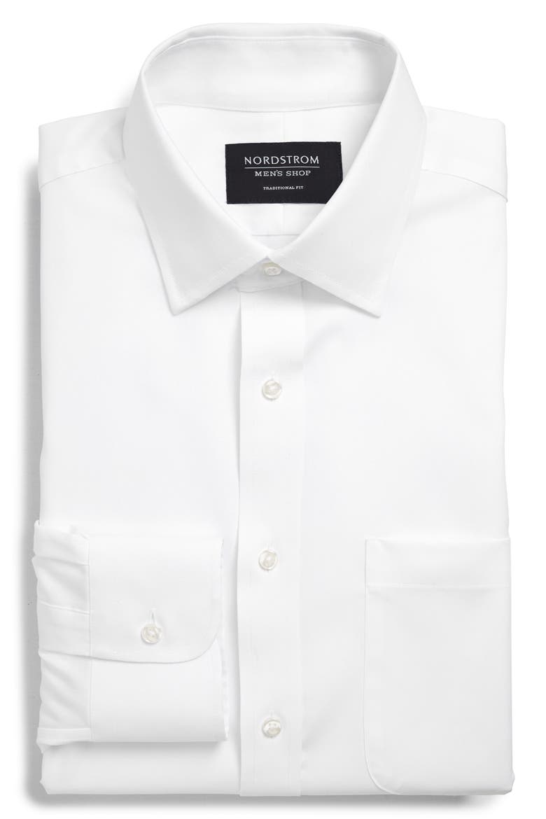 Traditional Fit Non-Iron Dress Shirt, Alternate, color, WHITE