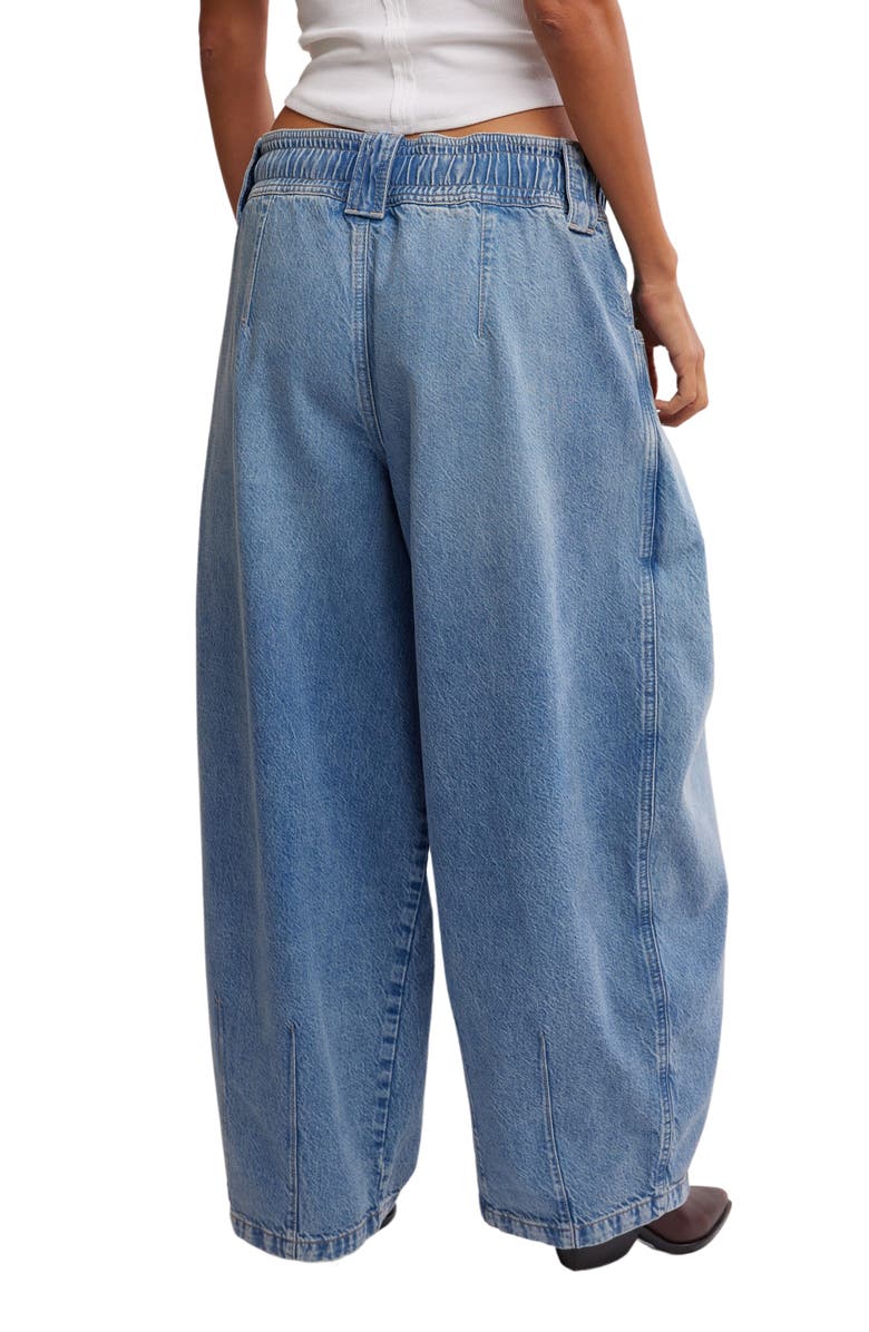 Free People Margo Wide Barrel Leg Pull-On Jeans, Alternate, color,