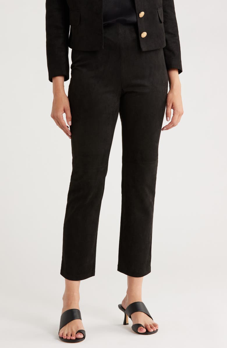 Gemma + Jane Faux Suede Ankle Pants, Main, color, Black