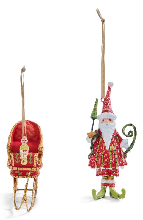 Dash Away Santa & Sleigh Christmas Ornaments