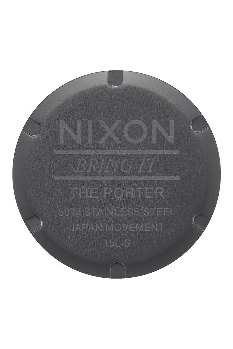Porter Round Leather Strap Watch, 40mm, Alternate, color, GUNMETAL/ CHARCOAL/ TAUPE