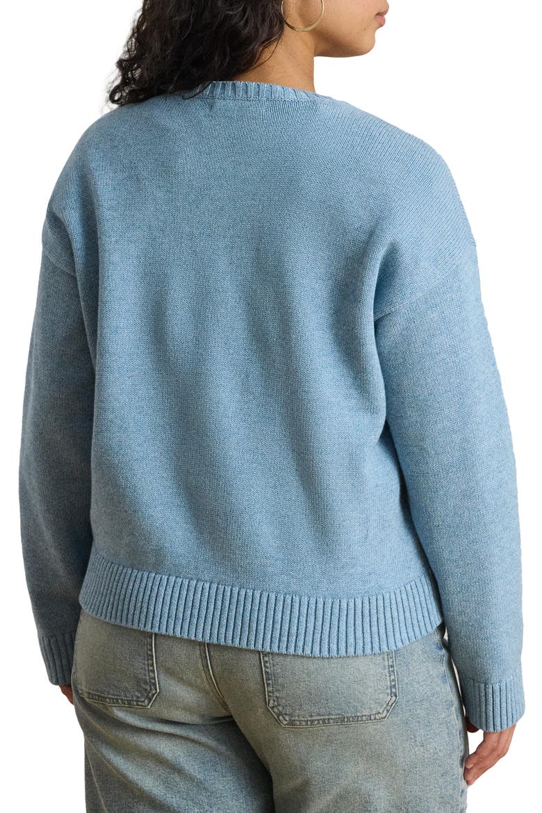 Golden Retriever Intarsia Cotton Sweater, Alternate, color, BLUE NOTE HEATHER MULTI