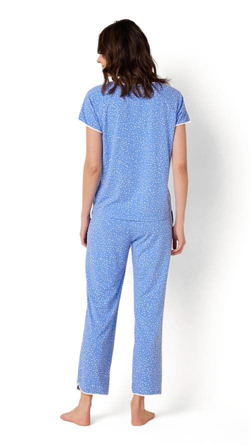 The Cat's Pajamas Pima Knit Short Sleeved Simple Set Stripes Dots In Blue