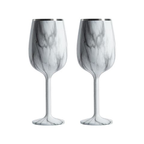 Stainless Steel Stemmed Wine Glass Set of 2