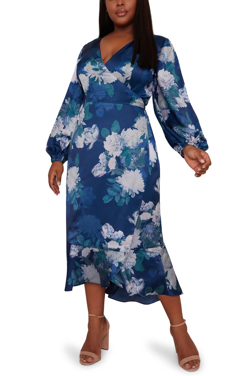 Chi Chi London Salome Long Sleeve Midi Dress, Main, color,