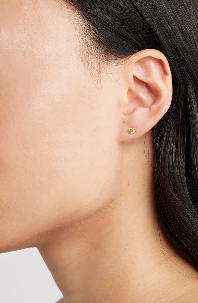 Set & Stones Birthstone Stud Earrings, Alternate, color, Gold / August