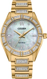 Citizen Crystal Mother of Pearl Dial Bracelet Watch, 34mm
