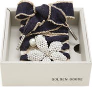 Golden Goose Skins Stripe Crystal & Faux Pearl Charm Shoelaces