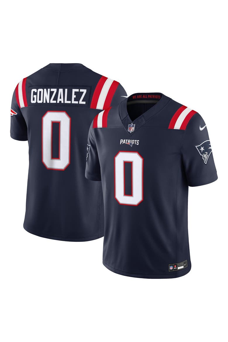Men's Nike Christian Gonzalez Navy New England Patriots Team Vapor F.U.S.E. Stitched Limited Jersey, Main, color, Navy