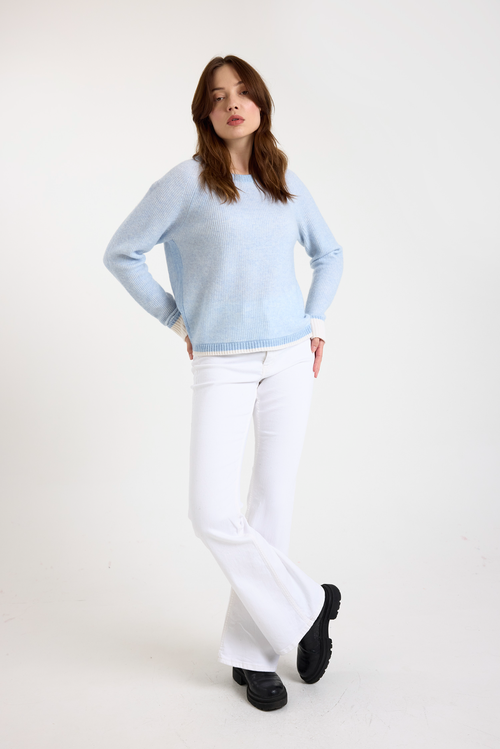 Brodie Pure Cashmere Irene Crew Neck Cashmere Jumper In Blue