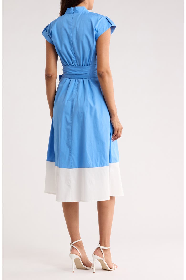 Colorblock Cap Sleeve Cotton Poplin Midi Dress, Alternate, color, PERIWINKLE