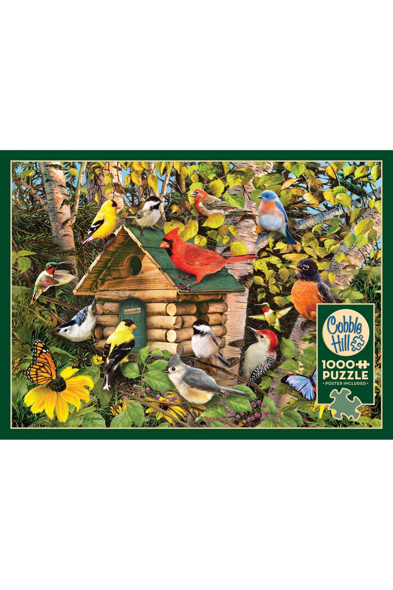 1000 Piece Puzzle,Bird Cabin Reference Poster Included, Alternate, color, Multicolored