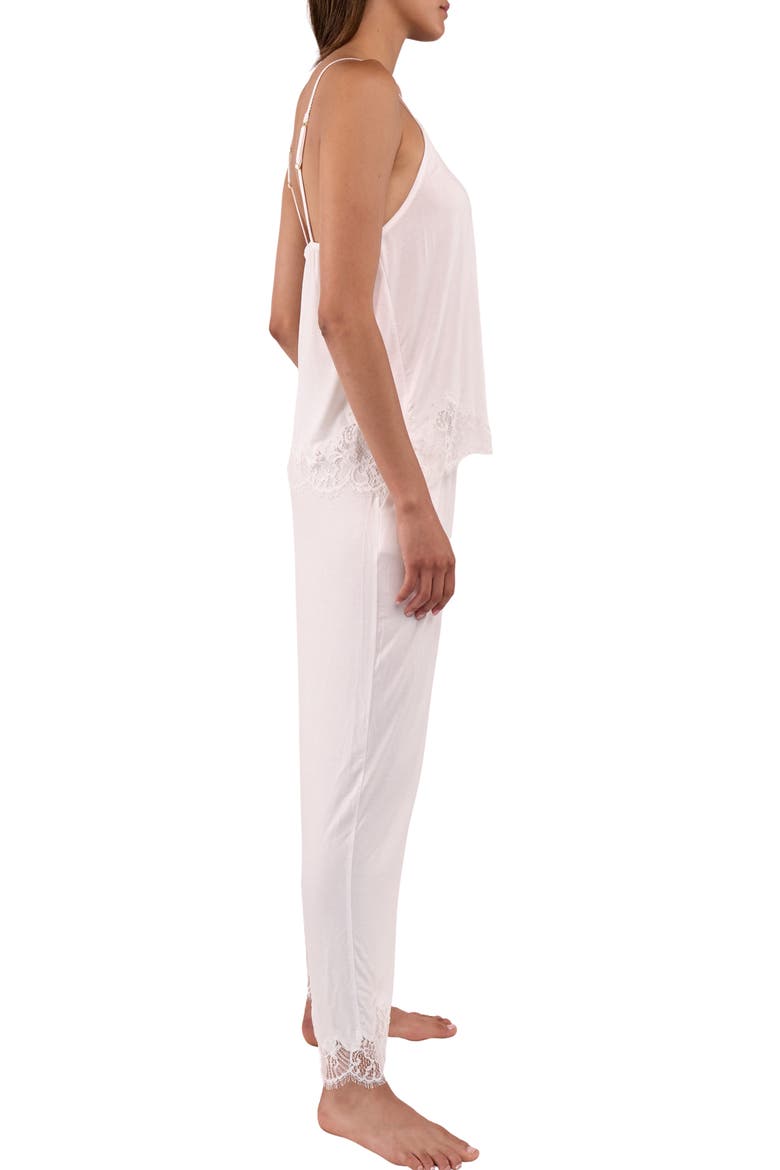 Sarafina Lace Trim Jersey Pajamas, Alternate, color, IVORY