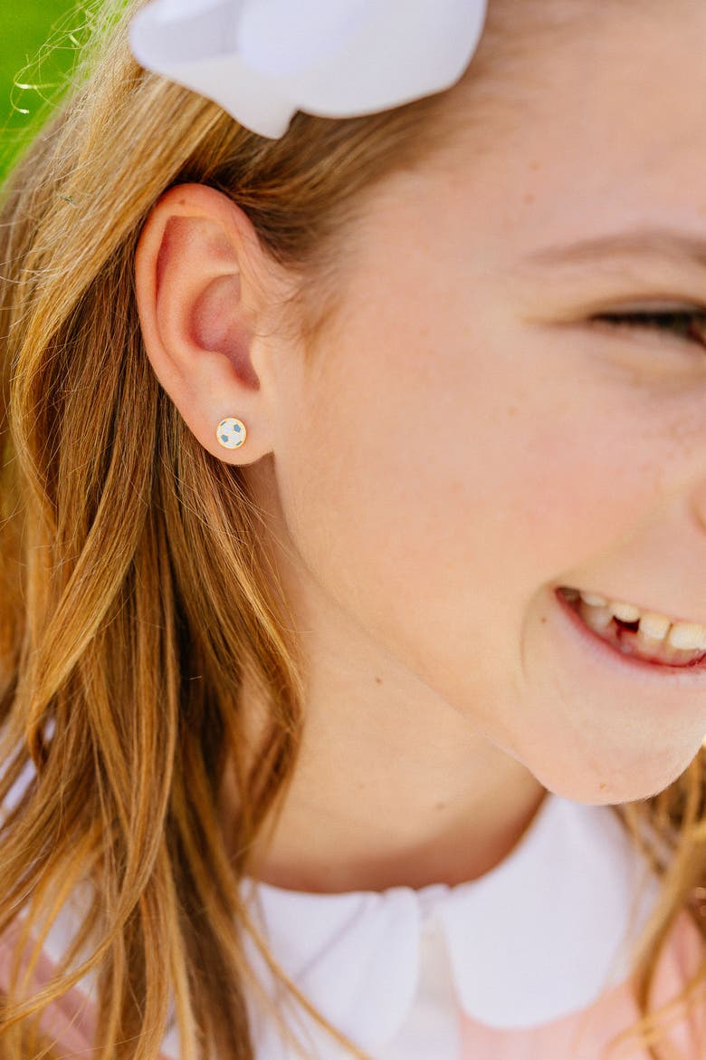 Soccer Ball Stud Earrings, Alternate, color, White