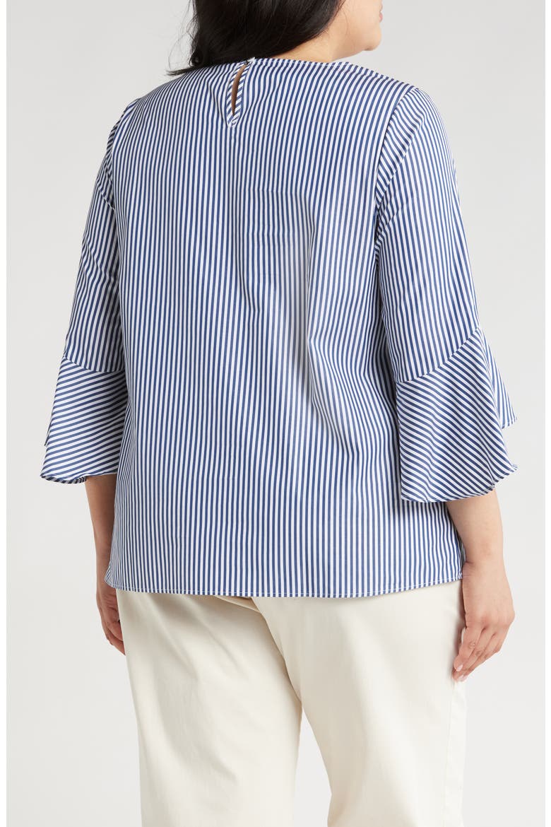 Malena Stripe Flutter Sleeve Cotton Top, Alternate, color, NAVY STRIPES