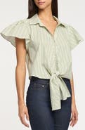 Cinq à Sept Sophie Stripe Flutter Sleeve Maria Shirt