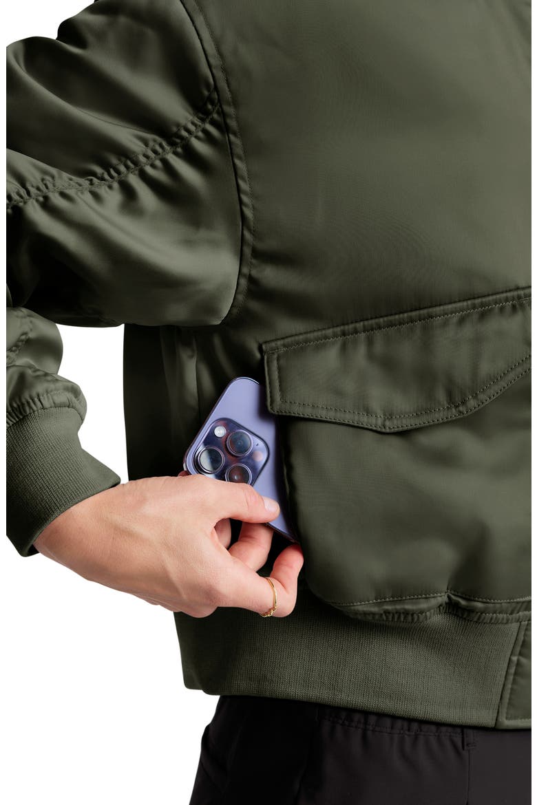 Melrose Shirred Sleeve Bomber Jacket, Alternate, color, FOREST GREEN