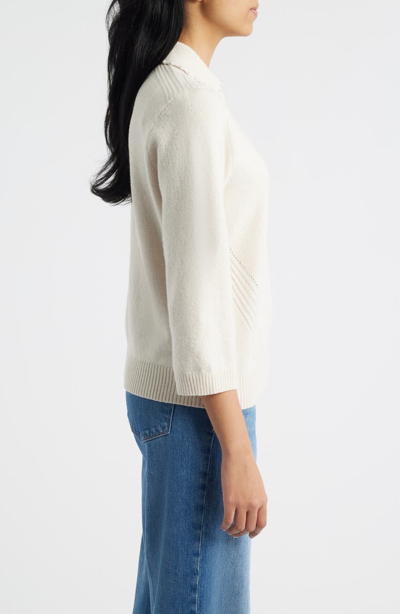 Wit & Wisdom Bead Trim Sweater, Alternate, color, Winter Pearl