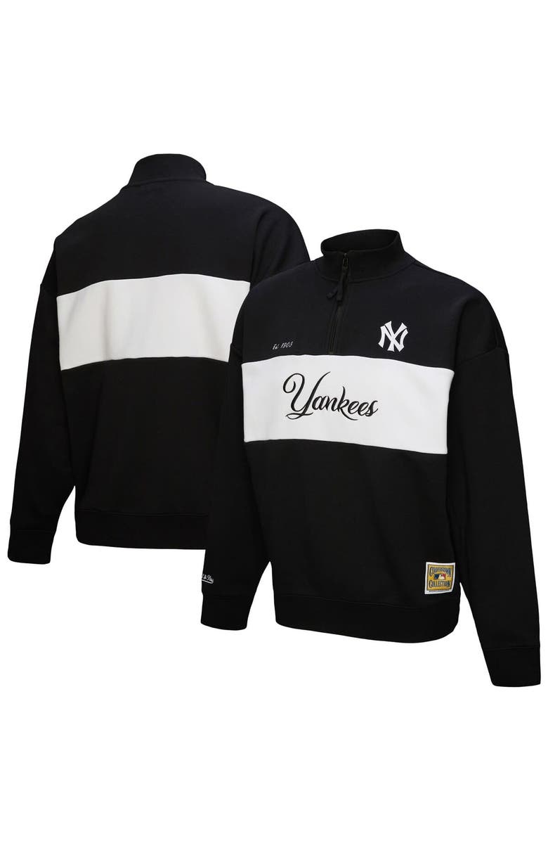 Mitchell & Ness Women's Mitchell & Ness Black New York Yankees Quarter-Zip Pullover Top, Main, color, Black