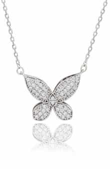 SUZY LEVIAN Pavé Cubic Zirconia Butterfly Pendant Necklace