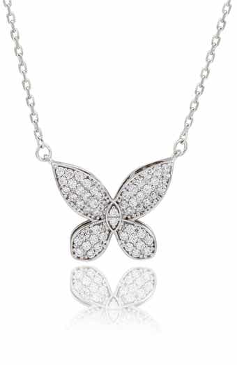 Pavé Cubic Zirconia Butterfly Pendant Necklace