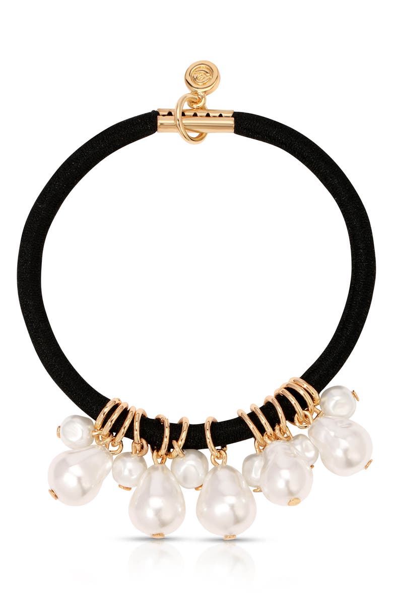 Ettika Mermaid Imitation Pearl Ponytail Holder, Main, color, 