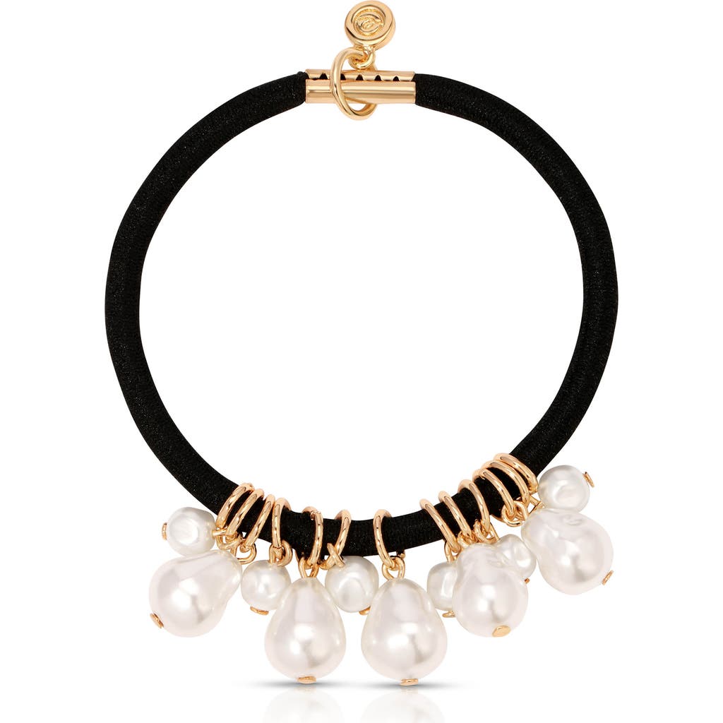 Ettika Mermaid Imitation Pearl Ponytail Holder In Black