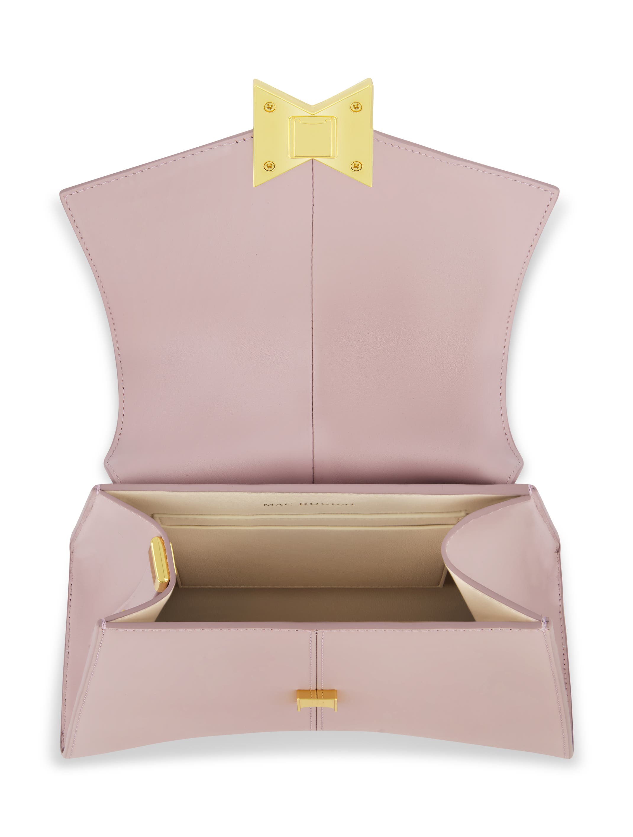 Mac Duggal Gold Plated Hardware Angular Leather Handbag, Alternate, color, Wisteria