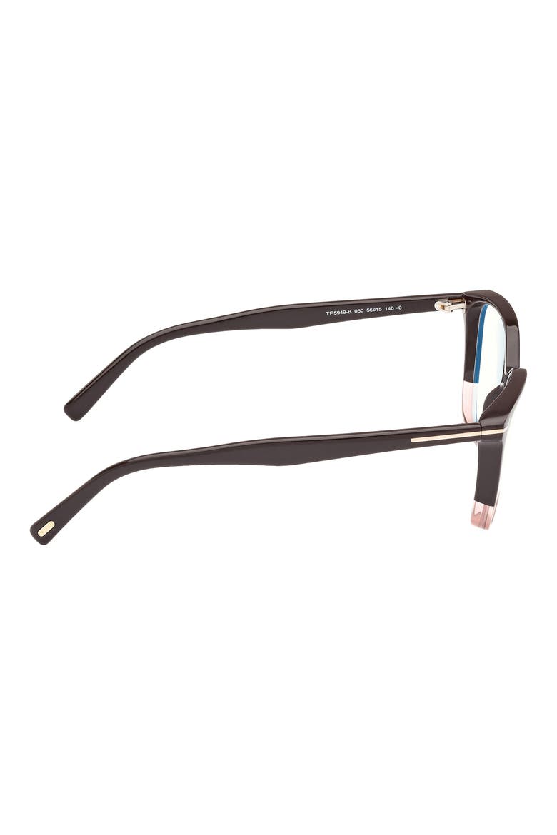 56mm Cat Eye Blue Light Blocking Optical Glasses, Alternate, color, BROWN BLUSH PINK BROWN