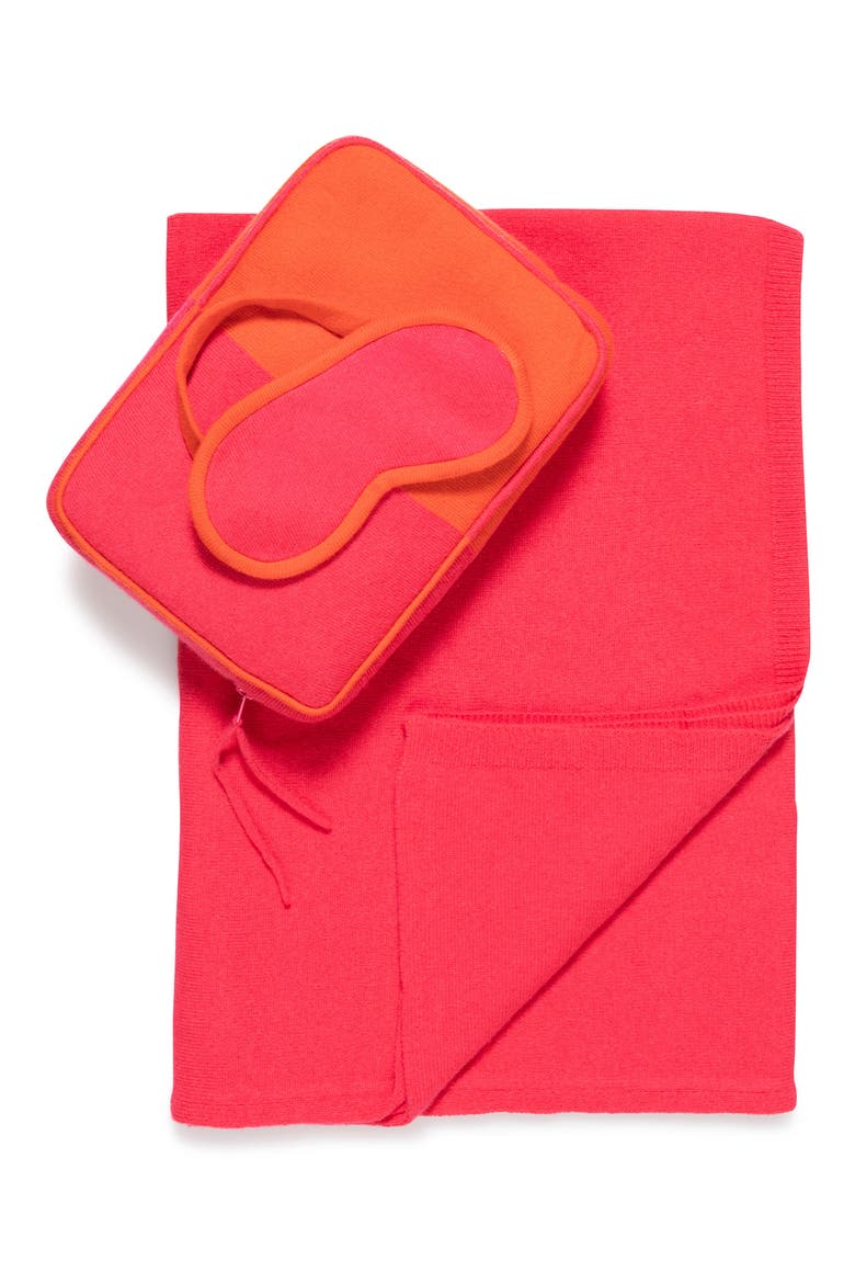 Sophia Cashmere Colorblock Travel Set, Main, color, CORAL